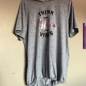 gray think positive vibes shirt